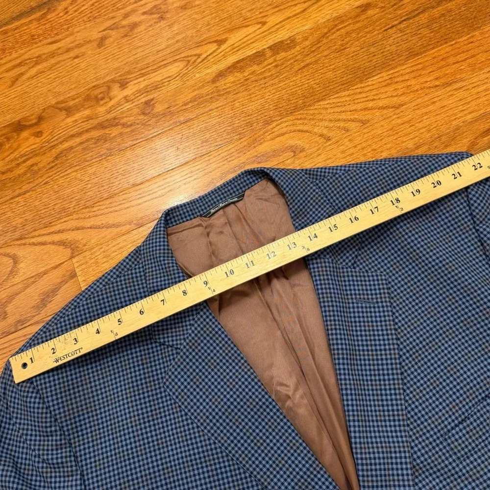 Jack Victor Rochester Blazer Sport Coat Mens 56L Blue Brown Check Wool Canada